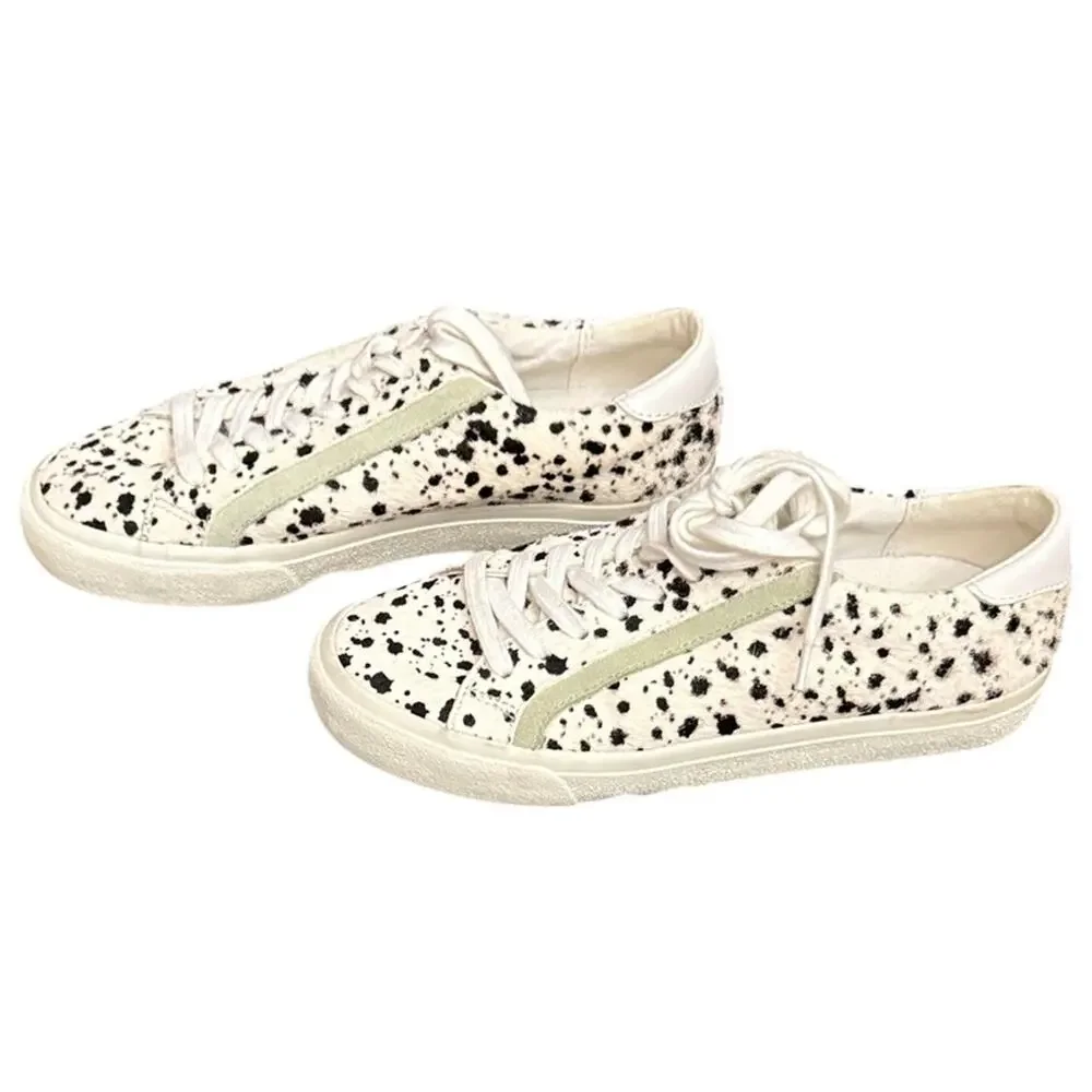 Madewell Sidewalk Calf Hair Cow Print Sneakers Low Top Lace Up Size 7.5